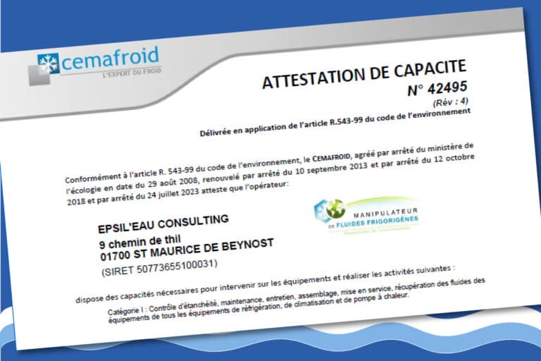 EPSILEAU confirme son expertise en gestion des fluides frigorigènes